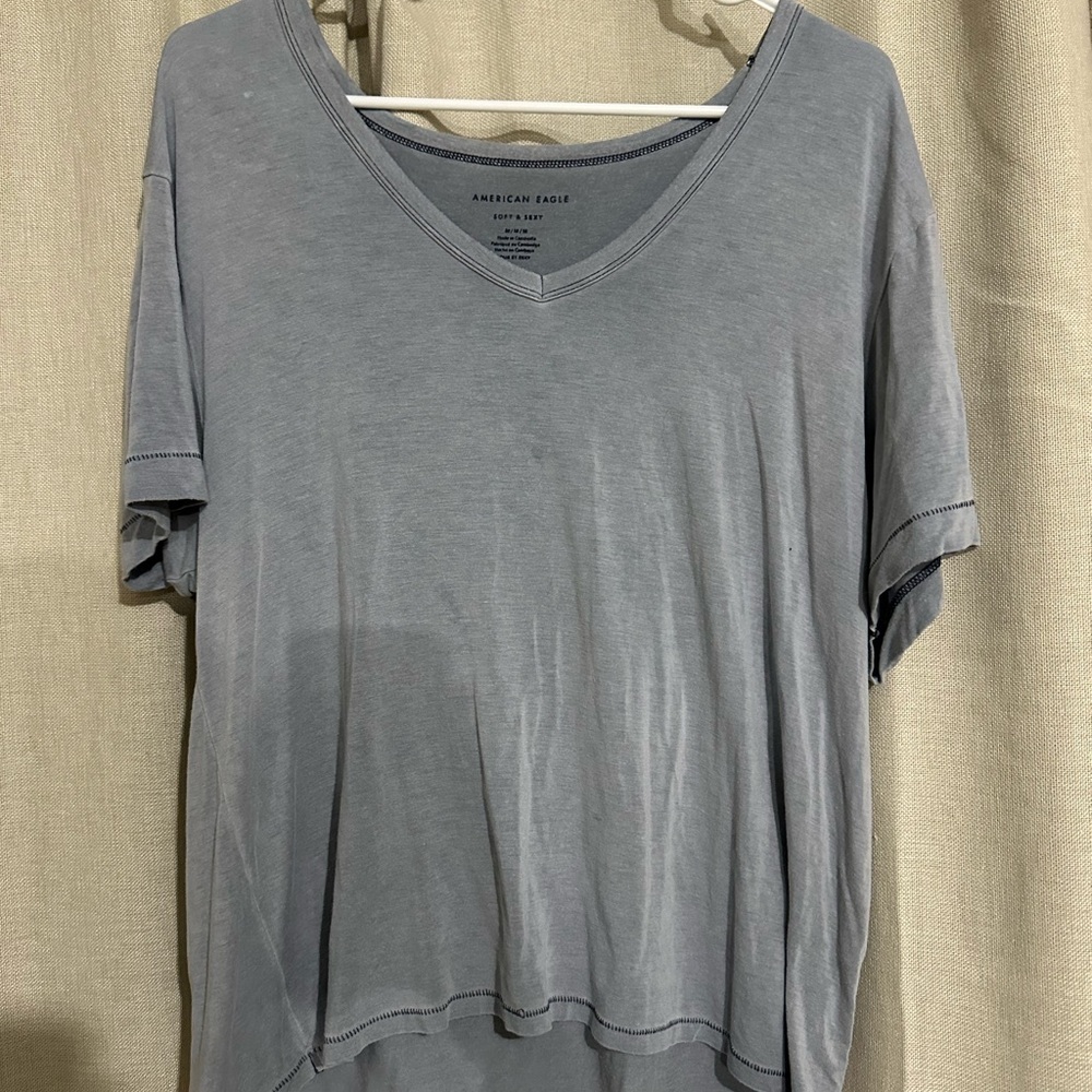 American Eagle Outfitters Women's Gray V-Neck Top